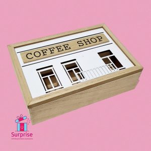 ⁦علبة شاي خشب 6 خانات⁩ - الصورة ⁦2⁩