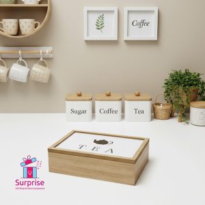 ⁦علبة شاي خشب 6 خانات⁩ - الصورة ⁦1⁩