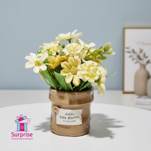 Artificial Plant Pot with Ceramic Base - Image 1