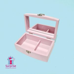 ⁦منظم إكسسوارات خشب بمرآة داخلية⁩ - الصورة ⁦2⁩