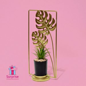 Decorative Artificial Plant in Ceramic Pot with Metal Frame - Image 2