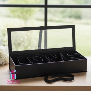Gift Box with “Love” Design and Clear Lid - Image 1