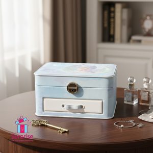 Accessory Organizer Single-Layer Leather with Lock & Drawer - Image 1