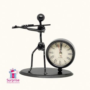 Artistic Metal Musician Figure with Clock - Image 2