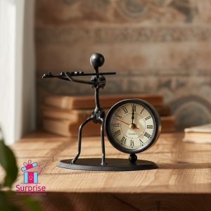 Artistic Metal Musician Figure with Clock - Image 1