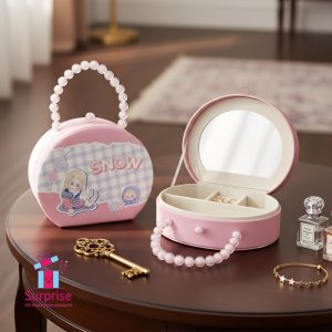 Single-Layer Leather Accessory Bag with Mirror - Image 1