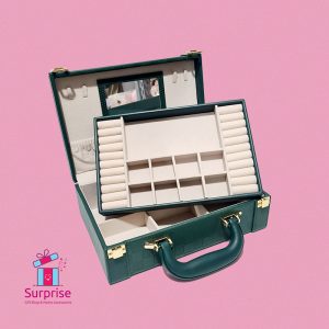 Leather Accessory Bag with Two Layers & Built-in Mirror - Image 2