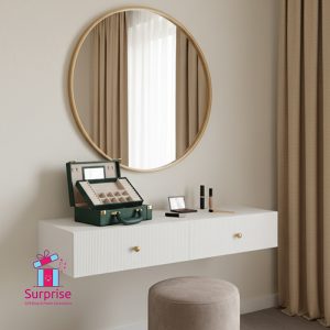 Leather Accessory Bag with Two Layers & Built-in Mirror - Image 1