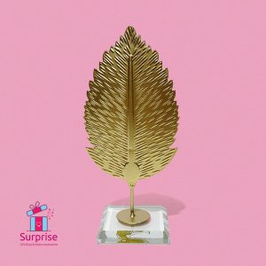 Decorative Metal Tree Leaf with Elegant Glass Base - Image 2
