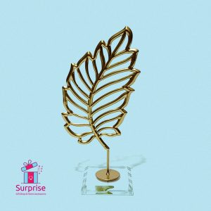 Decorative Metal Tree Leaf with Elegant Glass Base - Image 2