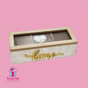 ⁦علبة شاي خشب 3 خانات⁩ - الصورة ⁦2⁩