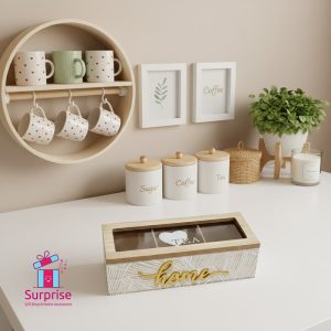 ⁦علبة شاي خشب 3 خانات⁩ - الصورة ⁦1⁩