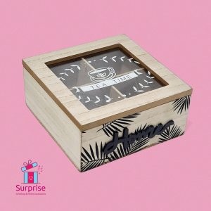⁦علبة شاي خشب 4 خانات⁩ - الصورة ⁦2⁩