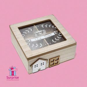 ⁦علبة شاي خشب 4 خانات⁩ - الصورة ⁦2⁩