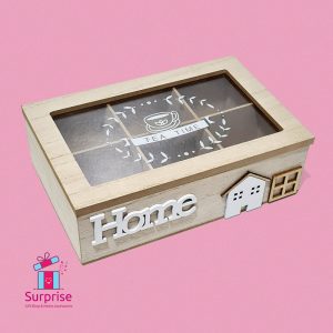 Wooden Tea Storage Box 6 Compartments Organizer - Image 2