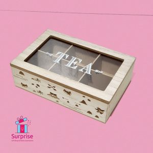 Wooden Tea Storage Box 6 Compartments Organizer - Image 2
