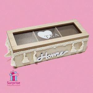 Wooden Tea Storage Box 3 Compartments Organizer - Image 2