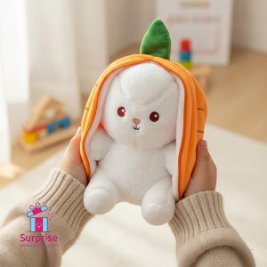 Carrot Bunny Teddy Toy with Zipper - Image 1
