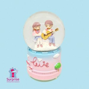 Romantic Musical Couple Moving Snowball with Colorful LED Lights - Image 2