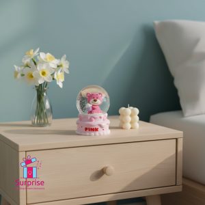 ⁦كرة ثلج مائية لشخصية لوتسو الدب بأضواء LED ملونة⁩ - الصورة ⁦1⁩