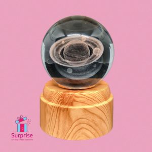 ⁦كرة كريستال ثلاثي الأبعاد متحرك مضيء بتصميم المجموعة الشمسية⁩ - الصورة ⁦2⁩