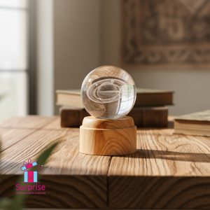 ⁦كرة كريستال ثلاثي الأبعاد متحرك مضيء بتصميم المجموعة الشمسية⁩ - الصورة ⁦1⁩