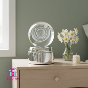 ⁦كرة كريستال ثلاثي الأبعاد متحرك مضيء بتصميم المجموعة الشمسية⁩ - الصورة ⁦1⁩