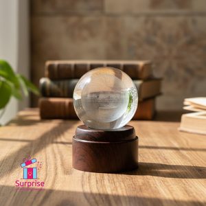 ⁦كرة كريستال ثلاثي الأبعاد متحرك مضيء بتصميم القمر⁩ - الصورة ⁦1⁩