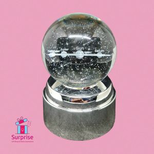 ⁦كرة كريستال ثلاثي الأبعاد متحرك مضيء بتصميم المجموعة الشمسية⁩ - الصورة ⁦2⁩