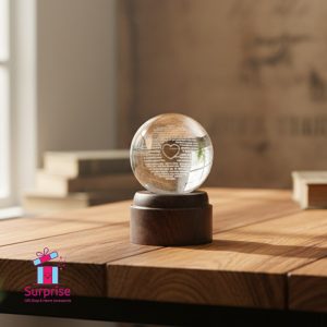 ⁦كرة كريستال ثلاثي الأبعاد متحرك مضيء بتصميم قلب⁩ - الصورة ⁦1⁩