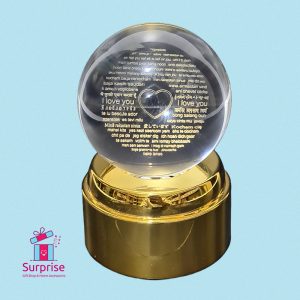 ⁦كرة كريستال ثلاثي الأبعاد متحرك مضيء بتصميم قلب⁩ - الصورة ⁦2⁩