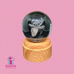 ⁦كرة كريستال ثلاثي الأبعاد متحرك مضيء بتصميم ستيتش⁩ - الصورة ⁦2⁩