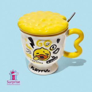 Porcelain Mug with Lid and Metal Spoon - Image 2