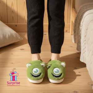 Mike Wazowski Disney Character Fur Slippers - Image 1