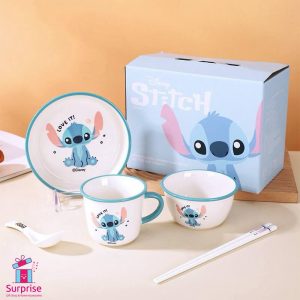 ⁦طقم أدوات مائدة سيراميك 5 قطع من ديزني تصميم ستيتش الأصلي⁩ - الصورة ⁦1⁩