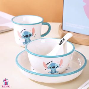 ⁦طقم أدوات مائدة سيراميك 5 قطع من ديزني تصميم ستيتش الأصلي⁩ - الصورة ⁦2⁩