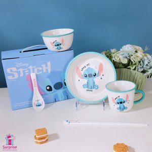 ⁦طقم أدوات مائدة سيراميك 5 قطع من ديزني تصميم ستيتش الأصلي⁩ - الصورة ⁦3⁩