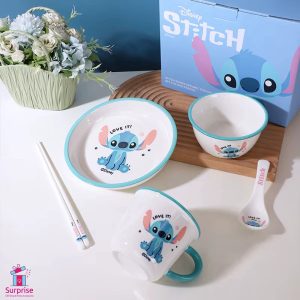⁦طقم أدوات مائدة سيراميك 5 قطع من ديزني تصميم ستيتش الأصلي⁩ - الصورة ⁦5⁩