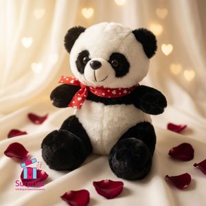 ⁦دبدوب باندا فرو مزين بفيونكة 35 سم⁩ - الصورة ⁦1⁩