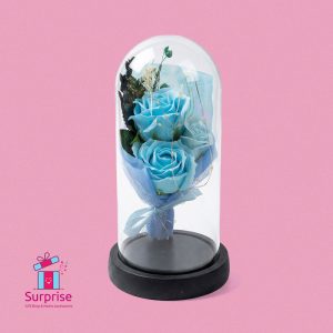 Lighted Glass Crystal Featuring an Artificial Flower - Image 2