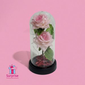 Lighted Glass Crystal Featuring an Artificial Flower - Image 2