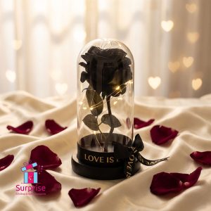 Lighted Glass Crystal Featuring an Artificial Flower - Image 1