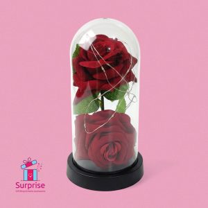 Lighted Glass Crystal Featuring an Artificial Flower - Image 2