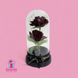 Lighted Glass Crystal Featuring an Artificial Flower - Image 2