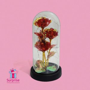 Lighted Glass Crystal Featuring an Artificial Flower - Image 2