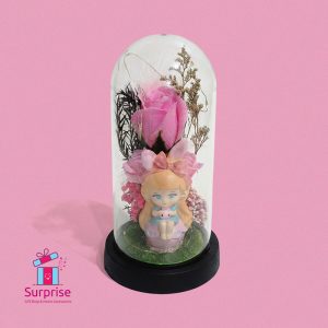 Lighted Glass Crystal Featuring an Artificial Flower & Cute Girl Figurine - Image 2