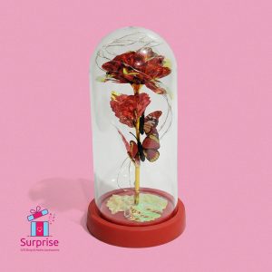 Lighted Glass Crystal Featuring an Artificial Flower - Image 2