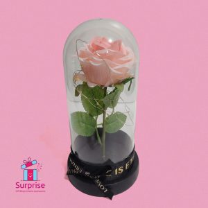 Lighted Glass Crystal Featuring an Artificial Flower - Image 2