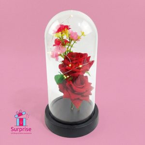 Lighted Glass Crystal Featuring an Artificial Flower - Image 2