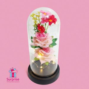 Lighted Glass Crystal Featuring an Artificial Flower - Image 2